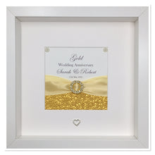 Load image into Gallery viewer, 50th Golden 50 Years Yellow Wedding Anniversary Ribbon Frame - Pebble