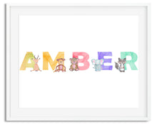 Load image into Gallery viewer, Wildlife Animal Name Watercolour Print