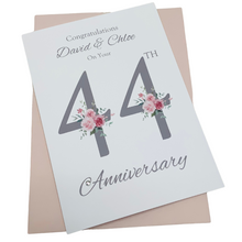 Load image into Gallery viewer, 44th Wedding Anniversary Card - Electronics 44 Year Forty Fourth Anniversary Luxury Greeting Personalised - Floral Number