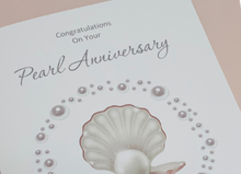 Load image into Gallery viewer, 30th Wedding Anniversary Card - Pearl 30 Year Thirtieth Anniversary Greeting Card - Shell Card, Personalised - Sweeping Heart