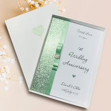 Load image into Gallery viewer, 1st Anniversary Card - Paper 1 Year First Wedding Anniversary -18 Colour Coice - Luxury Bow
