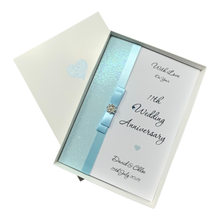 Load image into Gallery viewer, 11th Wedding Anniversary Card - Steel 11 Year Eleventh Anniversary - 18 Colour Coice - Luxury Bow
