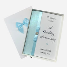 Load image into Gallery viewer, 11th Wedding Anniversary Card - Steel 11 Year Eleventh Anniversary - 18 Colour Coice - Luxury Bow
