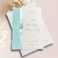 Load image into Gallery viewer, 12th Wedding Anniversary Card - Silk 12 Year Twelfth Anniversary -14 Colour Coice - Luxury Bow
