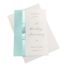 Load image into Gallery viewer, 12th Wedding Anniversary Card - Silk 12 Year Twelfth Anniversary -14 Colour Coice - Luxury Bow
