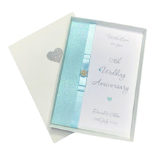 Load image into Gallery viewer, 12th Wedding Anniversary Card - Silk 12 Year Twelfth Anniversary -14 Colour Coice - Luxury Bow
