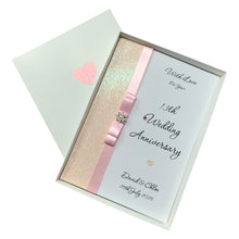 Load image into Gallery viewer, 13th Wedding Anniversary Card - Lace 13 Year Thirteenth Anniversary - 18 Colour Coice - Luxury Bow

