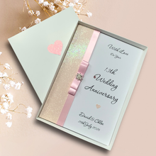 Load image into Gallery viewer, 13th Wedding Anniversary Card - Lace 13 Year Thirteenth Anniversary - 18 Colour Coice - Luxury Bow
