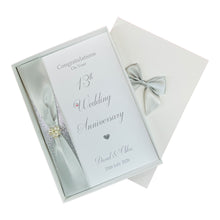 Load image into Gallery viewer, 13th Wedding Anniversary Card - Lace 13 Year Thirteenth Anniversary Luxury Greeting Card, Personalised
