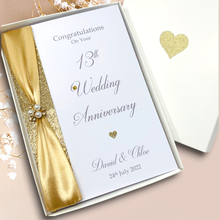 Load image into Gallery viewer, 13th Wedding Anniversary Card - Lace 13 Year Thirteenth Anniversary Luxury Greeting Card, Personalised
