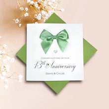 Load image into Gallery viewer, 13th Anniversary Card - Lace 13 Year Wedding Anniversary Luxury Greeting Card Personalised -  Regal Bow
