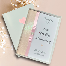 Load image into Gallery viewer, 14th Wedding Anniversary Card - Ivory 14 Year Fourteenth Anniversary - 18 Colour Coice - Luxury Bow
