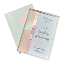 Load image into Gallery viewer, 14th Wedding Anniversary Card - Ivory 14 Year Fourteenth Anniversary - 18 Colour Coice - Luxury Bow
