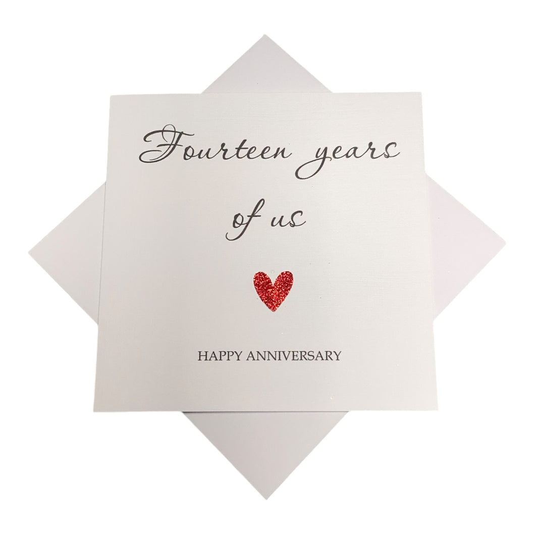 14th Anniversary Card - Ivory 14 Years Greeting Card Personalised - Year Of Us