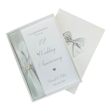 Load image into Gallery viewer, 14th Wedding Anniversary Card - Ivory 14 Year Fourteenth Anniversary Luxury Greeting Card, Personalised
