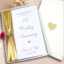 Load image into Gallery viewer, 14th Wedding Anniversary Card - Ivory 14 Year Fourteenth Anniversary Luxury Greeting Card, Personalised
