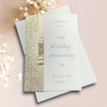 Load image into Gallery viewer, 14th Wedding Anniversary Card - Ivory 14 Year Fourteenth Anniversary -14 Colour Coice - Luxury Bow
