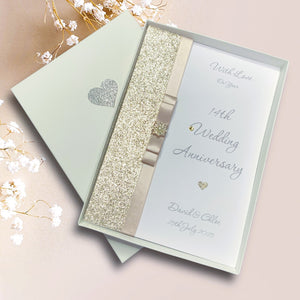 14th Wedding Anniversary Card - Ivory 14 Year Fourteenth Anniversary -14 Colour Coice - Luxury Bow