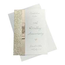 Load image into Gallery viewer, 14th Wedding Anniversary Card - Ivory 14 Year Fourteenth Anniversary -14 Colour Coice - Luxury Bow
