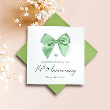 Load image into Gallery viewer, 14th Anniversary Card - Ivory 14 Year Wedding Anniversary Luxury Greeting Card Personalised -  Regal Bow
