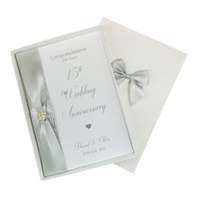 Load image into Gallery viewer, 15th Wedding Anniversary Card - Crystal 15 Year Fifteenth Anniversary Luxury Greeting Card Personalised
