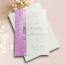 Load image into Gallery viewer, 15th Wedding Anniversary Card - Crystal 15 Year Fifteenth Anniversary -14 Colour Coice - Luxury Bow
