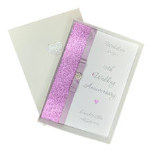 Load image into Gallery viewer, 15th Wedding Anniversary Card - Crystal 15 Year Fifteenth Anniversary -14 Colour Coice - Luxury Bow
