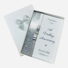 Load image into Gallery viewer, 15th Wedding Anniversary Card - Crystal 15 Year Fifteenth Anniversary - 18 Colour Coice - Luxury Bow
