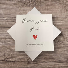 Load image into Gallery viewer, 16th Anniversary Card - Silver Holloware 16 Years Greeting Card Personalised - Year Of Us
