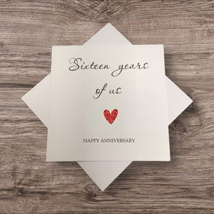 16th Anniversary Card - Silver Holloware 16 Years Greeting Card Personalised - Year Of Us