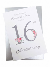 Load image into Gallery viewer, 16th Wedding Anniversary Card - Silver Holloware - FN 16
