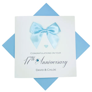 17th Anniversary Card - Furniture 17 Year Wedding Anniversary Luxury Greeting Card Personalised -  Regal Bow