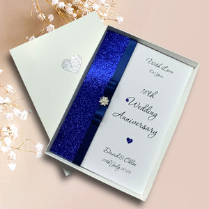 18th Wedding Anniversary Card - Porcelain 18 Year Eighteenth Anniversary - 18 Colour Coice - Luxury Bow