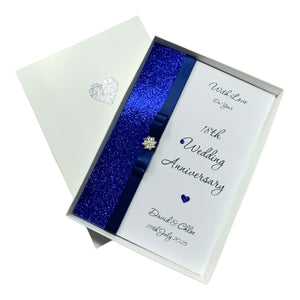 18th Wedding Anniversary Card - Porcelain 18 Year Eighteenth Anniversary - 18 Colour Coice - Luxury Bow