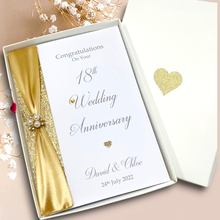 Load image into Gallery viewer, 18th Wedding Anniversary Card - Porcelain 18 Year Eighteenth Anniversary Luxury Greeting Card, Personalised
