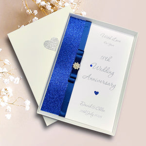 18th Wedding Anniversary Card - Porcelain 18 Year Eighteenth Anniversary -14 Colour Coice - Luxury Bow