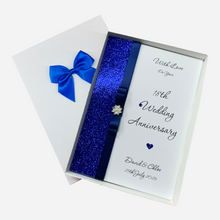 Load image into Gallery viewer, 18th Wedding Anniversary Card - Porcelain 18 Year Eighteenth Anniversary - 18 Colour Coice - Luxury Bow
