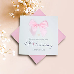 19th Anniversary Card - Bronze 19 Year Wedding Anniversary Luxury Greeting Card Personalised -  Regal Bow