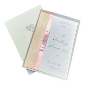 19th Wedding Anniversary Card - Bronze 19 Year Nineteenth Anniversary -14 Colour Coice - Luxury Bow