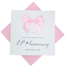Load image into Gallery viewer, 19th Anniversary Card - Bronze 19 Year Wedding Anniversary Luxury Greeting Card Personalised -  Regal Bow
