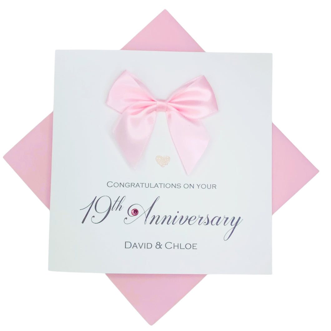 19th Anniversary Card - Bronze 19 Year Wedding Anniversary Luxury Greeting Card Personalised -  Regal Bow