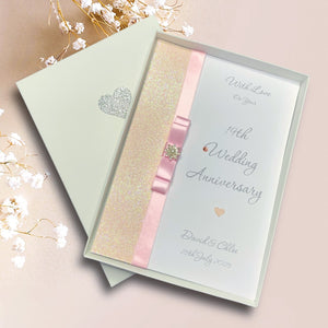 19th Wedding Anniversary Card - Bronze 19 Year Nineteenth Anniversary -14 Colour Coice - Luxury Bow