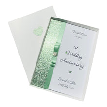 Load image into Gallery viewer, 1st Anniversary Card - Paper 1 Year First Wedding Anniversary -18 Colour Coice - Luxury Bow
