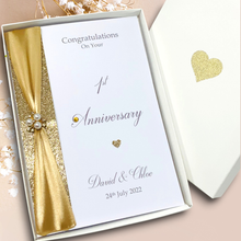 Load image into Gallery viewer, 1st Anniversary Card - Paper 1 Year First Wedding Anniversary Luxury Greeting Card Personalised
