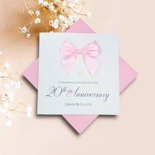 Load image into Gallery viewer, 20th Anniversary Card - China 20 Year Wedding Anniversary Luxury Greeting Card Personalised -  Regal Bow
