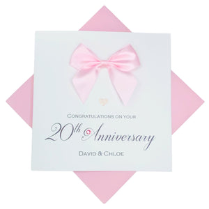 20th Anniversary Card - China 20 Year Wedding Anniversary Luxury Greeting Card Personalised -  Regal Bow