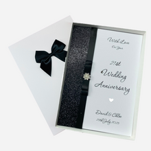 Load image into Gallery viewer, 21st Wedding Anniversary Card - Brass 21 Year Twenty First Anniversary - 18 Colour Coice - Luxury Bow
