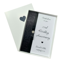 Load image into Gallery viewer, 22nd Wedding Anniversary Card - Copper 22 Year Twenty Second Anniversary - 18 Colour Coice - Luxury Bow
