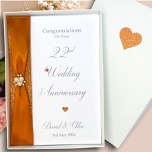Load image into Gallery viewer, 22nd Wedding Anniversary Card - Copper 22 Year Twenty Second Anniversary Luxury Greeting Card, Personalised
