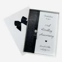 Load image into Gallery viewer, 22nd Wedding Anniversary Card - Copper 22 Year Twenty Second Anniversary - 18 Colour Coice - Luxury Bow
